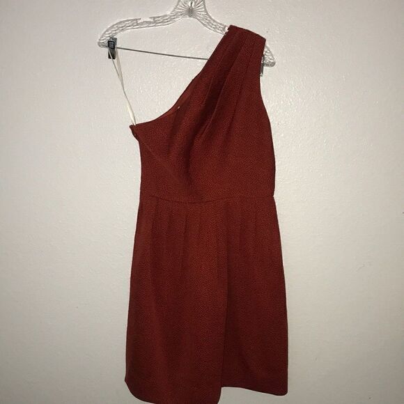 Halston Heritage dress one shoulder textured orange Sz 4 - Picture 1 of 6